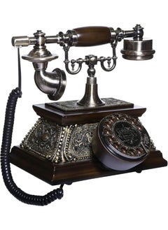 Retro Wooden Telephone Vintage Crafted Landline Phone with Classic Rotary Dial, Elegant Wood Finish, Antique Reproduction for Home and Office Decor, Functional and Stylish Collectible