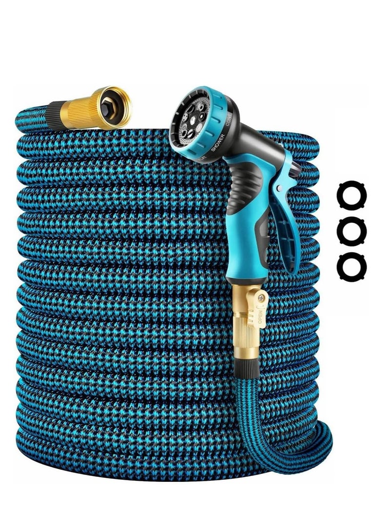 general Expandable Garden Hose 75 ft - Kink Free Flexible Water Hose 75ft with 10 Pattern Spray Nozzle, 3/4 Solid Brass Connectors, Retractable Latex Core - Lightweight Expanding Hose - Image 1