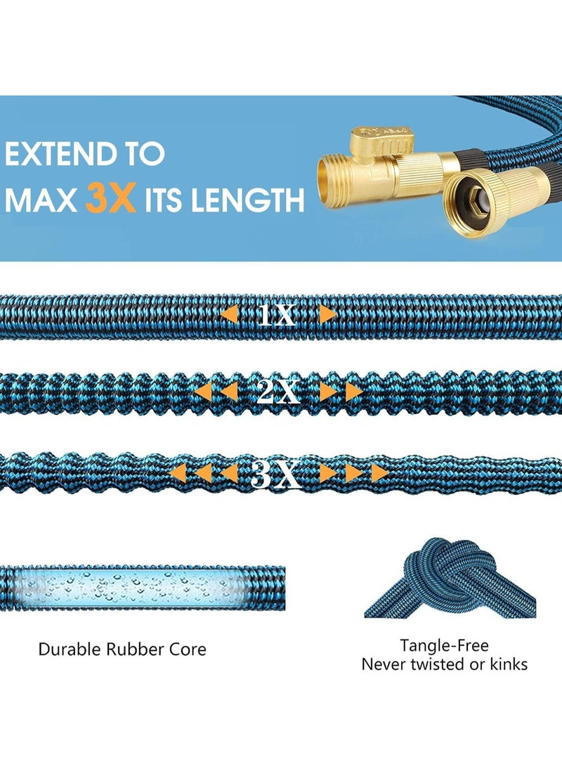 general Expandable Garden Hose 75 ft - Kink Free Flexible Water Hose 75ft with 10 Pattern Spray Nozzle, 3/4 Solid Brass Connectors, Retractable Latex Core - Lightweight Expanding Hose - Image 2