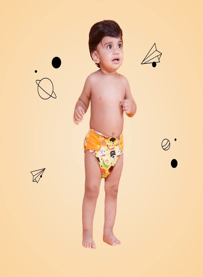 SNUGKINS Regular Diaper by Snugkins - Freesize Reusable, Waterproof & Washable Cloth Diapers for day time use. Contains 5 Pocket Diaper & 5 Wet-Free Microfiber Terry Soaker (Fits babies 5-17kgs) - Image 4