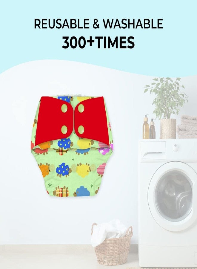 SNUGKINS Regular Diaper by Snugkins - Freesize Reusable, Waterproof & Washable Cloth Diapers for day time use. Contains 5 Pocket Diaper & 5 Wet-Free Microfiber Terry Soaker (Fits babies 5-17kgs) - Image 2