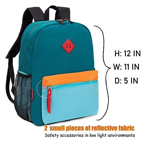 HawLander Little Kids Backpack for Boys or Girls, Toddler School Bag Fits 3 to 6 years old, D Green Blue, 12 Inch - Image 3