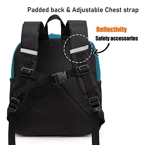 HawLander Little Kids Backpack for Boys or Girls, Toddler School Bag Fits 3 to 6 years old, D Green Blue, 12 Inch - Image 4