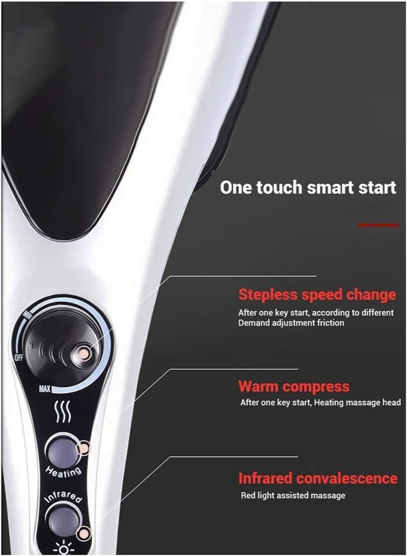 والالا جهاز تدليك كامل للجسم برأسين محمول باليد، جهاز تدليك للظهر مع اهتزاز حراري بالأشعة تحت الحمراء، جهاز تدليك كهربائي مزدوج الإيقاع للرقبة والكتف والذراعين والساقين والقدم والأنسجة العميقة وآلام العضلات وتخفيف التوتر - Image 4