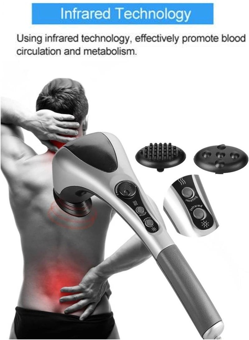 والالا جهاز تدليك كامل للجسم برأسين محمول باليد، جهاز تدليك للظهر مع اهتزاز حراري بالأشعة تحت الحمراء، جهاز تدليك كهربائي مزدوج الإيقاع للرقبة والكتف والذراعين والساقين والقدم والأنسجة العميقة وآلام العضلات وتخفيف التوتر - Image 3