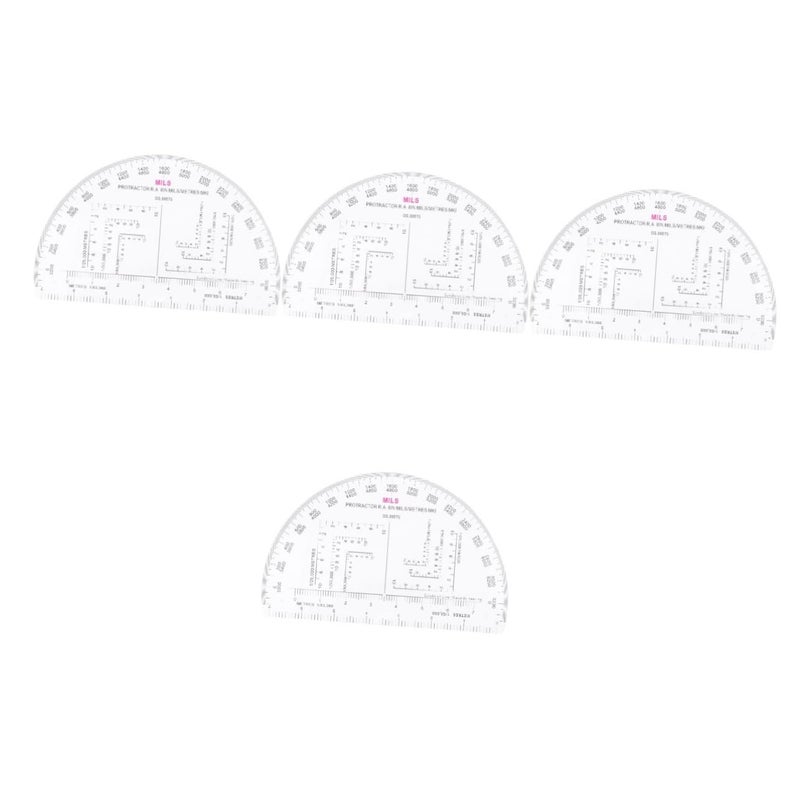 4Pcs Thick Protractor Ruler Tool Set with Angle Scale for Accurate Measurement - Image 1
