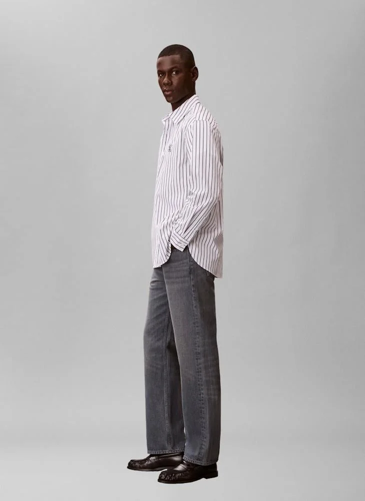 Calvin Klein Jeans  Striped Washed Poplin Relaxed Shirt for Men | Best Price UAE