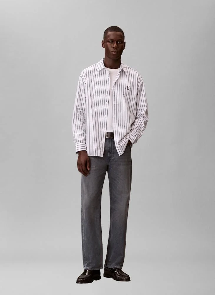 Calvin Klein Jeans  Striped Washed Poplin Relaxed Shirt for Men | Best Price UAE