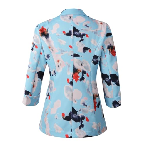 Beninos Womens Blazers 3/4 Sleeve Lightweight Office Work Blazer Jacket (1905 Blue, L) - Image 3