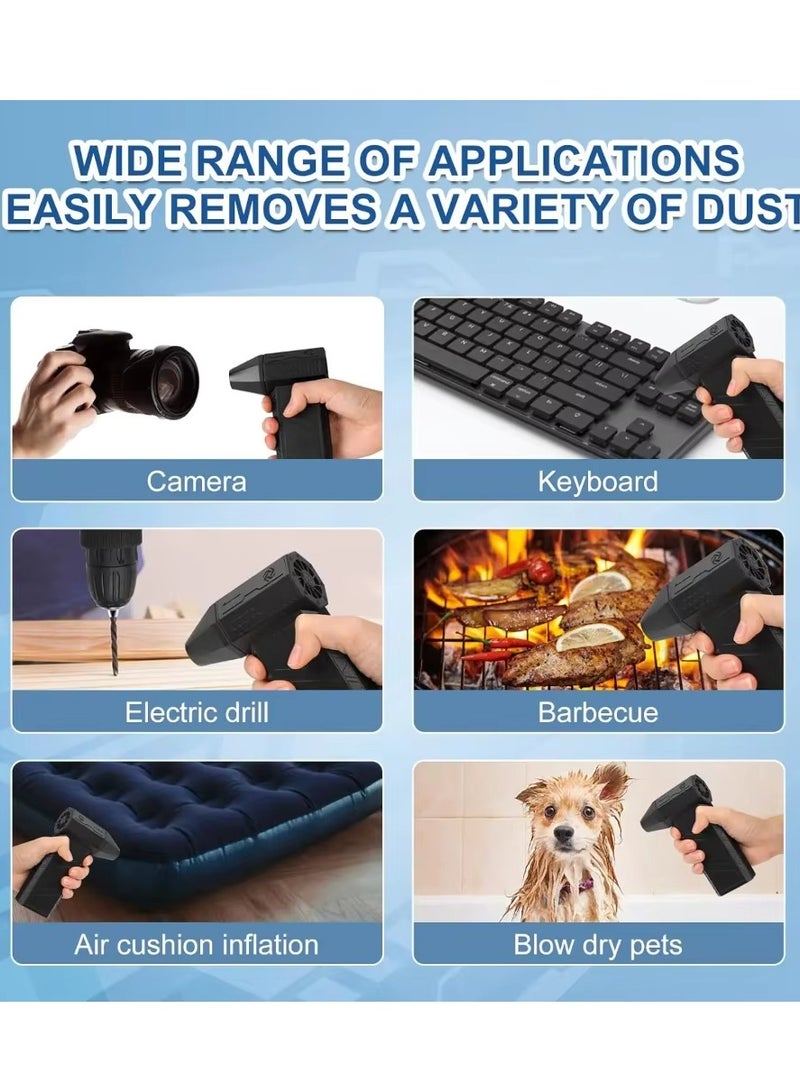 Compressed Air Duster 130000 RPM Portable Mini Jet Dry Blower,2*2500mAh 3 Speeds Adjustable Electric Air Duster With LED Light for Computer Keyboard,Outdoors,Car,Home - Image 4