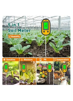 SYOSI م tester التربة، مقياس رطوبة التربة، مجموعة اختبار التربة 5 في 1، مقياس رطوبة النبات لرطوبة التربة/ درجة الحموضة/ الضوء/ درجة الحرارة للعناية بالعشب والأزهار والحدائق والنباتات المزروعة، م tester التربة للحديقة والعشب والمزرعة  - Image 5