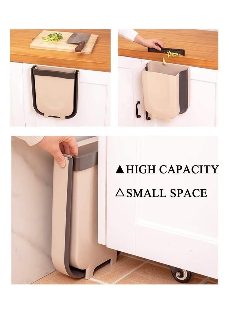 LIMOS Trash Bin - Small Compact Collapsible Hanging Garbage Pail for Kitchen or Bathroom - Brown  - Image 5