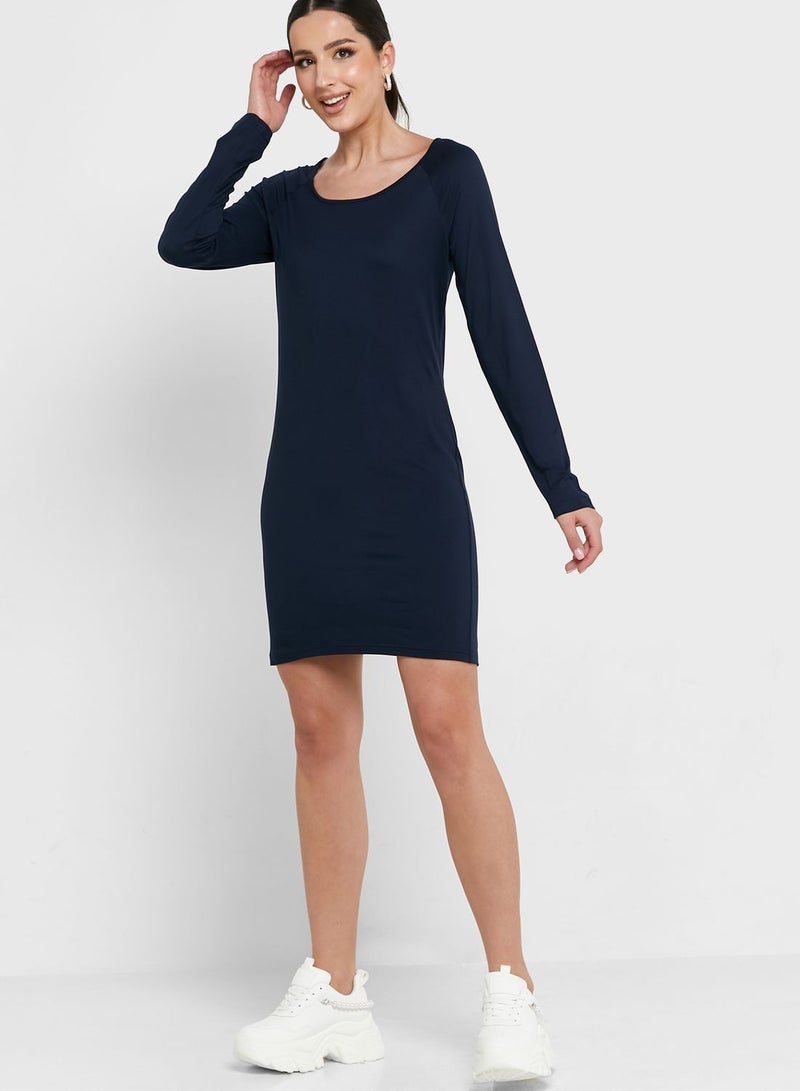 VERO MODA Navy Fitted Dress  - Image 4