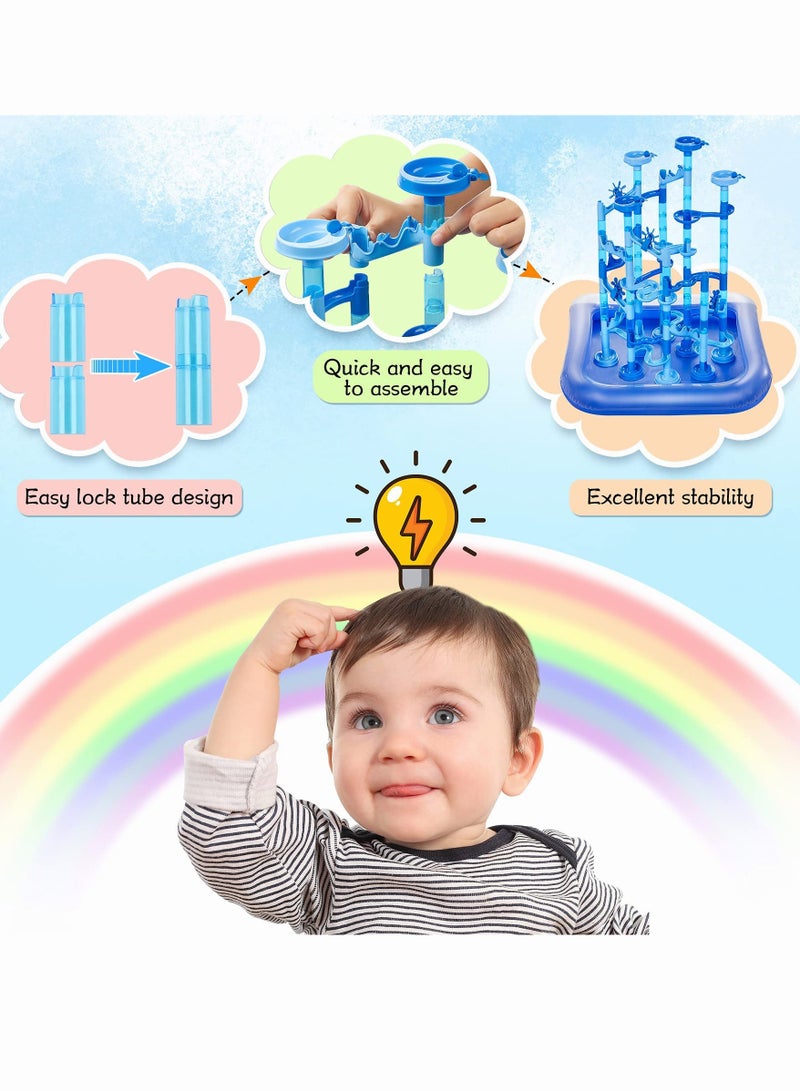MEBEGIN Marble Run Set 107 Pcs Marble Race Track for Kids with Water Mat Construction Building Block Toys Preschool STEM Educational Toy Gift for Boys Girls All Ages - Image 4