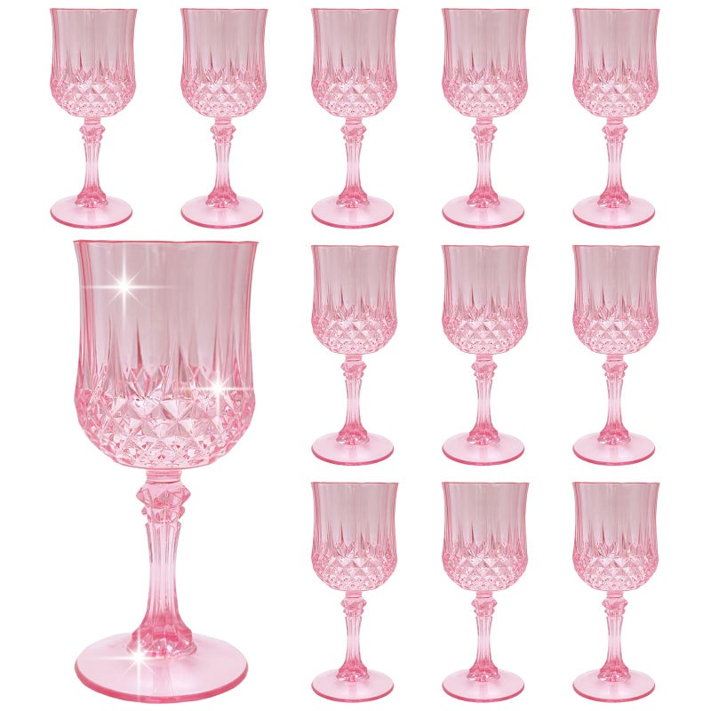 LEYIQU - Pink Plastic Wine Cups, Party Plastic Cups, Wedding Reception Drinkware, Large Event Party Supplies (12, Rose) - Image 2