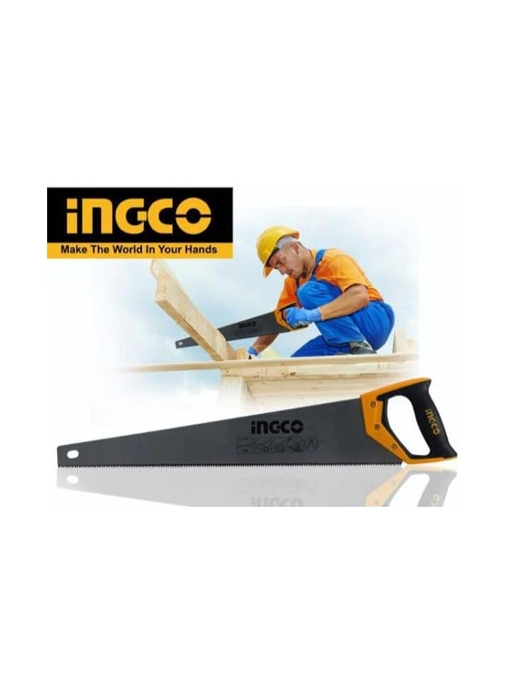 INGCO Hand Saw - 16"/400mm 7TPI Heat Treatment Teeth, Fast Cut, Long Life, Triple Teeth, 65Mn Material, Two Color Soft Handle, Precision Ground Teeth - Ideal for Woodworking and DIY HHAS38400 - Image 4