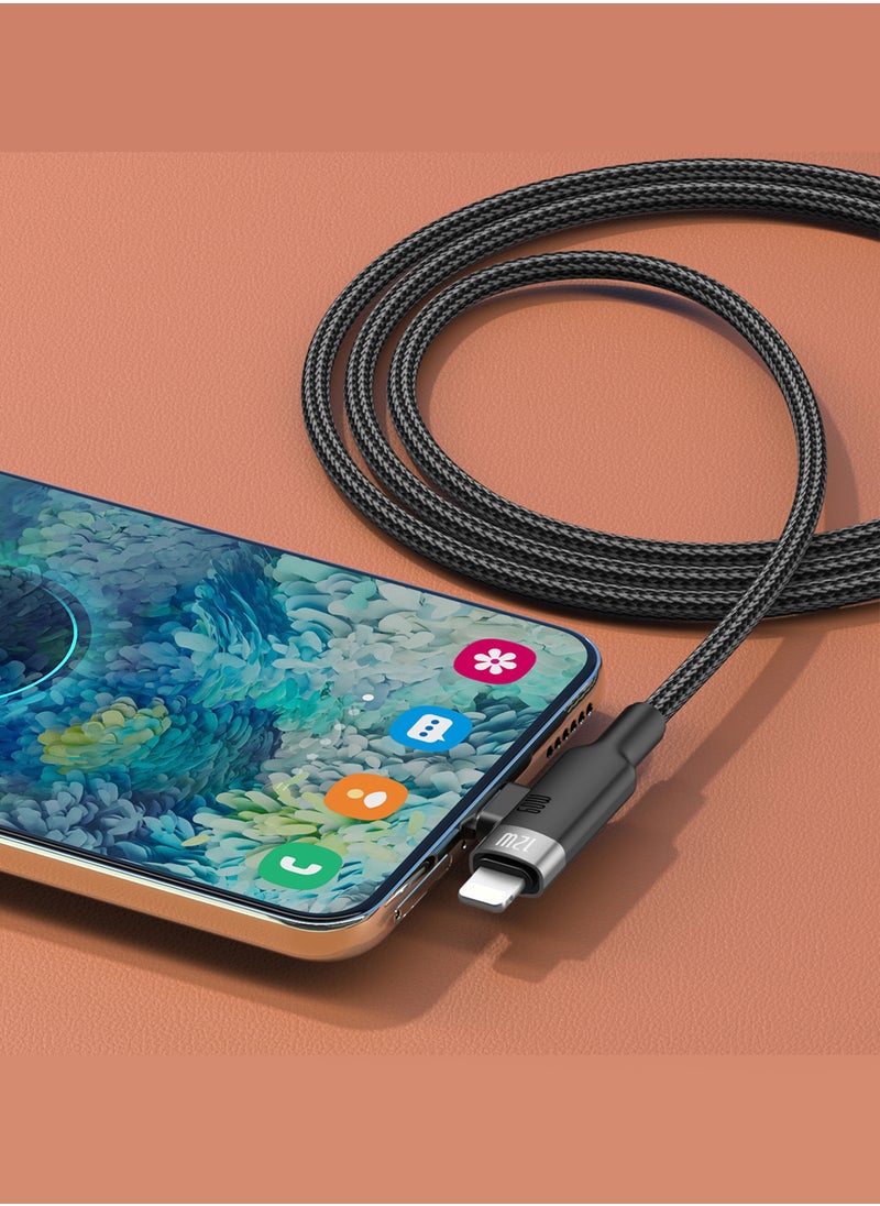 CN5 2-in-1 USB-C to USB-C + Lightning Charging Cable – 60W PD + 30W Fast Charging, Braided Nylon - Black