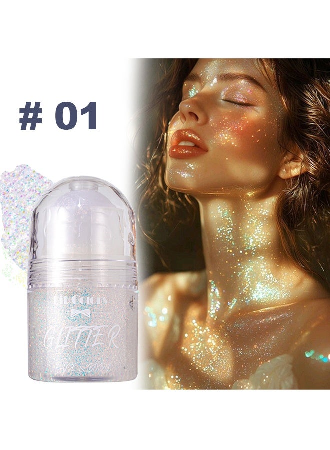 Fit Colors بريق ، لفة أون جل بريق للجسم ، بريق الوجه ثلاثي الأبعاد حورية البحر الجسم اللامع ، جل بريق الشعر المكتنزة للحفلات الهذيان إكسسوارات الجسم اللامع - 01 # - Image 2