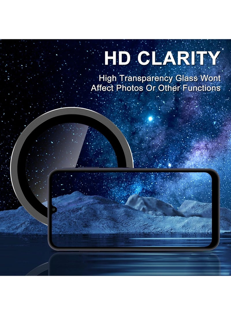 For Samsung Galaxy A05 Camera Lens Protector, Individual Tempered Glass Camera Screen Protector Metal Ring Lens Cover for Samsung Galaxy A05 , 1 Set (Black) - Image 4