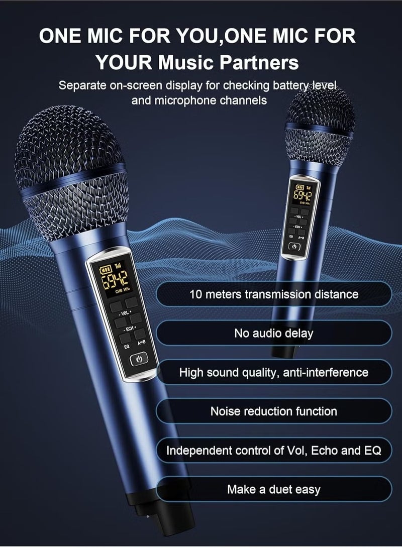 Smart Berry Rechargeable Karaoke Machine with Wireless Mics – Bluetooth PA Speaker for Home, Outdoor, and Party Singing Fun – USB/AUX/TF Card Compatible - Image 5