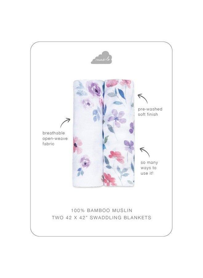Masilo 100% Sliky Soft Cotton Swaddle Wrap;New Born Swaddle Blanket;Multiuse Muslin Cloth Swaddle;Swaddle Gift Set;Soft Baby Wrap;Pack Of 2;42 X 42 In Bloom  - Image 3