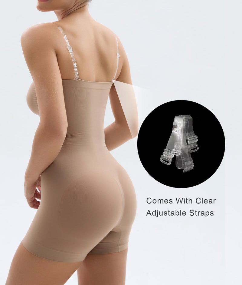 SHAPERX Strapless Shortie Bodysuit for Women Tummy Control Shapewear Seamless Body Shaper with Removable Straps,SZ5217-Sienna-2XL/3XL - Image 4