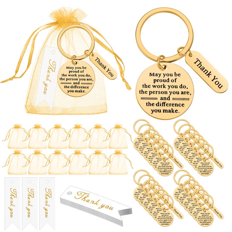 Yinkin 72 Pcs Employee Appreciation Gifts Bulk Staff Thank You Gifts Organza Bags with Cards for Coworkers Christmas Favors(Gold) - Image 1