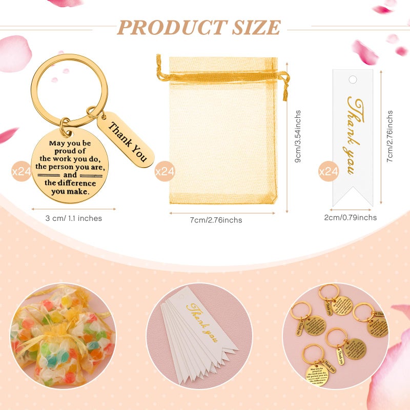 Yinkin 72 Pcs Employee Appreciation Gifts Bulk Staff Thank You Gifts Organza Bags with Cards for Coworkers Christmas Favors(Gold) - Image 2