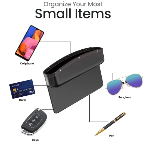 Appucoco Car Side Gap Organizer 1 Pc, Seat Gap Filler Organizer, Side Seat Pocket Console Storage Box Holder for Smartphones, Cards, Wallet, Coins, Keys, Mobile, Glasses etc. (Black) - Image 5