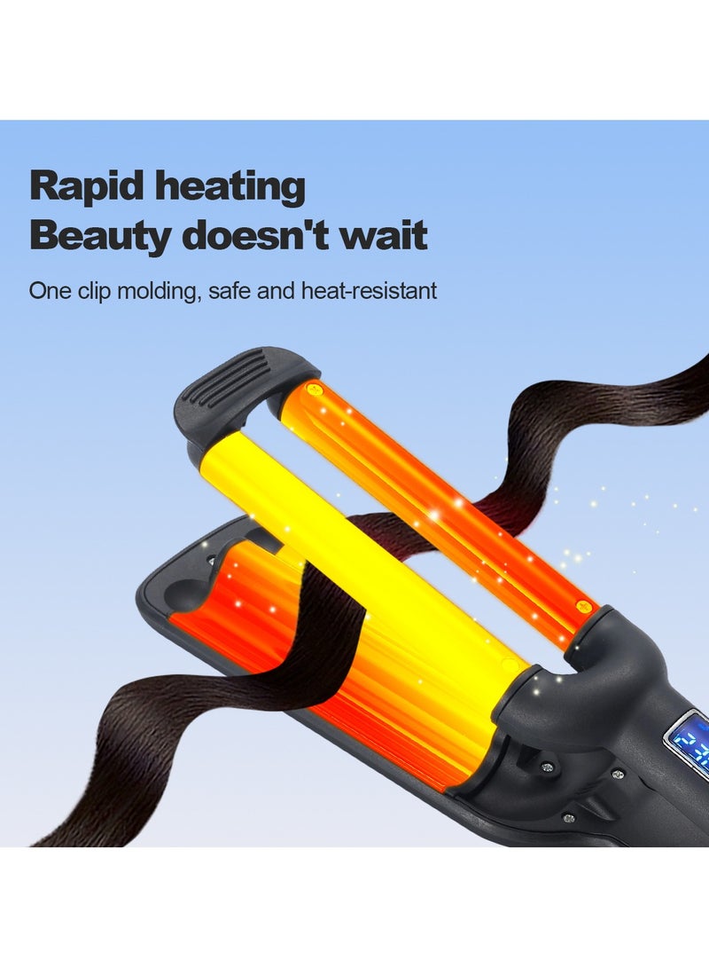 16mm Curling Iron with Rolled Ceramic Barrel Large Curl Wavy Wave Wand Negative Ions for Hair Protection Heat-Resistant Design Adjustable Temperature Suitable for Various Hair Types - Image 4