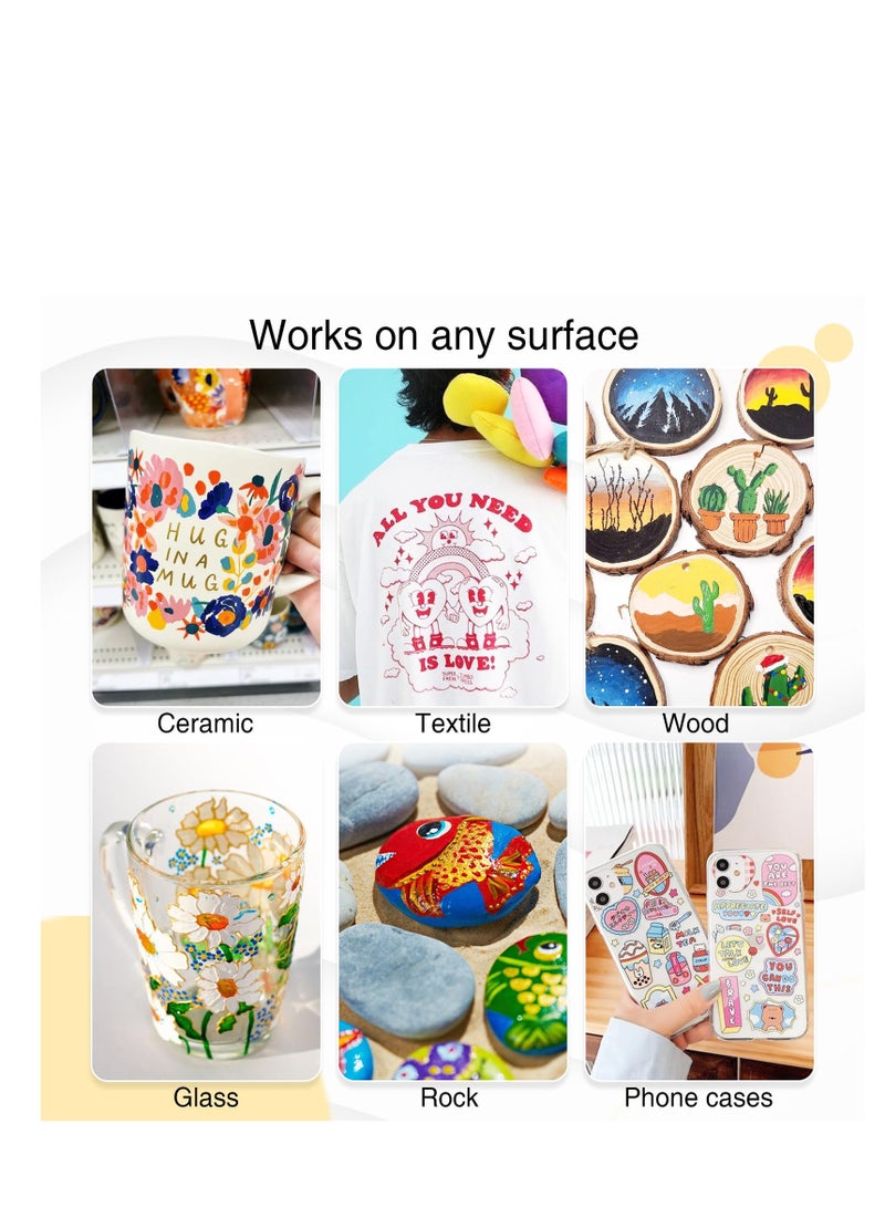 Excefore Acrylic Markers, 12 Colors Dual Tip Acrylic Paint Pens Markers, Premium Acrylic Markers, Paint Pens Paint Markers for Wood, Rock Painting, Glass, DIY Crafts, Canvas, Stone - Image 4