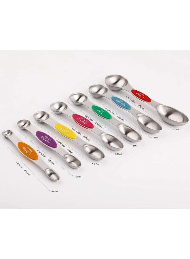 YellRin Magnetic Measuring Spoons Set Dual Sided Stainless Steel Stackable Teaspoon for Measuring Dry and Liquid Ingredients, Fits in Spice JarsSet of 7 - Image 2