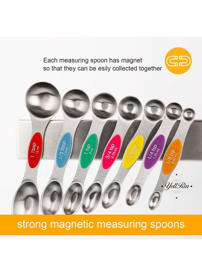 YellRin Magnetic Measuring Spoons Set Dual Sided Stainless Steel Stackable Teaspoon for Measuring Dry and Liquid Ingredients, Fits in Spice JarsSet of 7 - Image 5