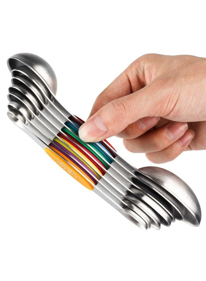 YellRin Magnetic Measuring Spoons Set Dual Sided Stainless Steel Stackable Teaspoon for Measuring Dry and Liquid Ingredients, Fits in Spice JarsSet of 7 - Image 1