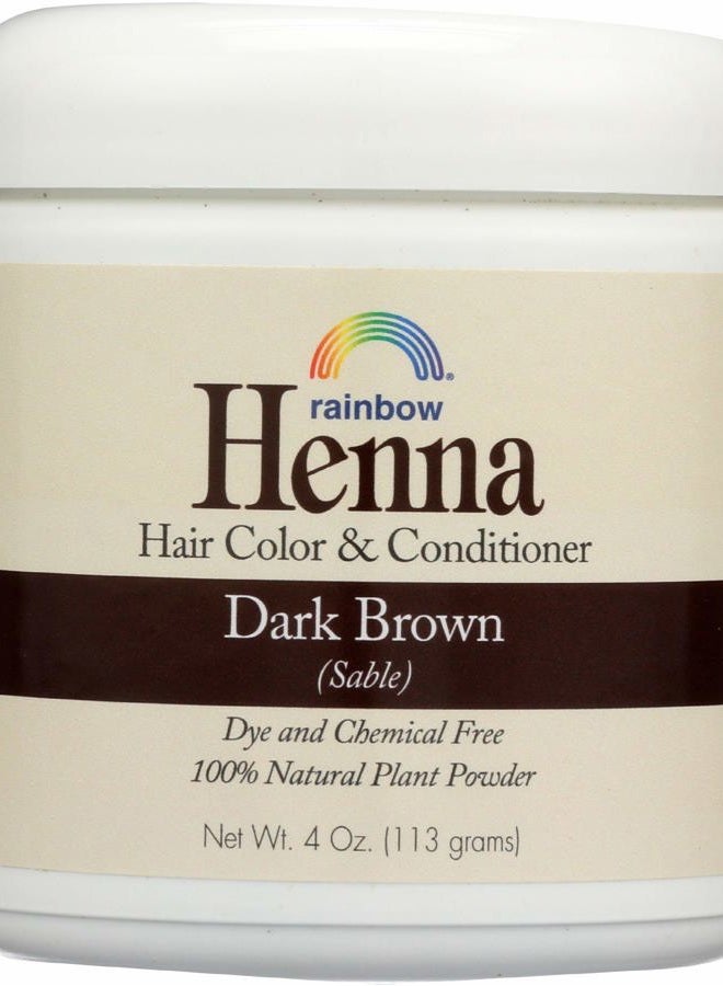 Rainbow Research Henna Hair Color and Conditioner, Dark Brown, 4 Ounce