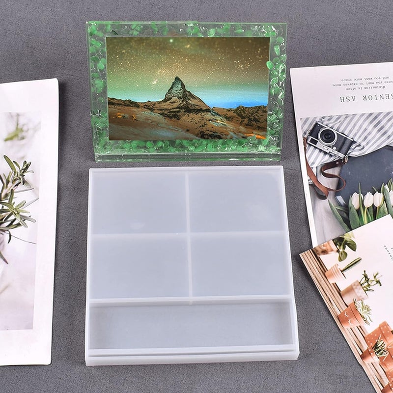 Snoogg قالب إطار الصور من سنوغ 2 قطعة، قالب سيليكون راتنج على شكل مستطيل وقلب لتزيين المنزل، حرف يدوية وهدايا مصنوعة يدويًا - Image 5