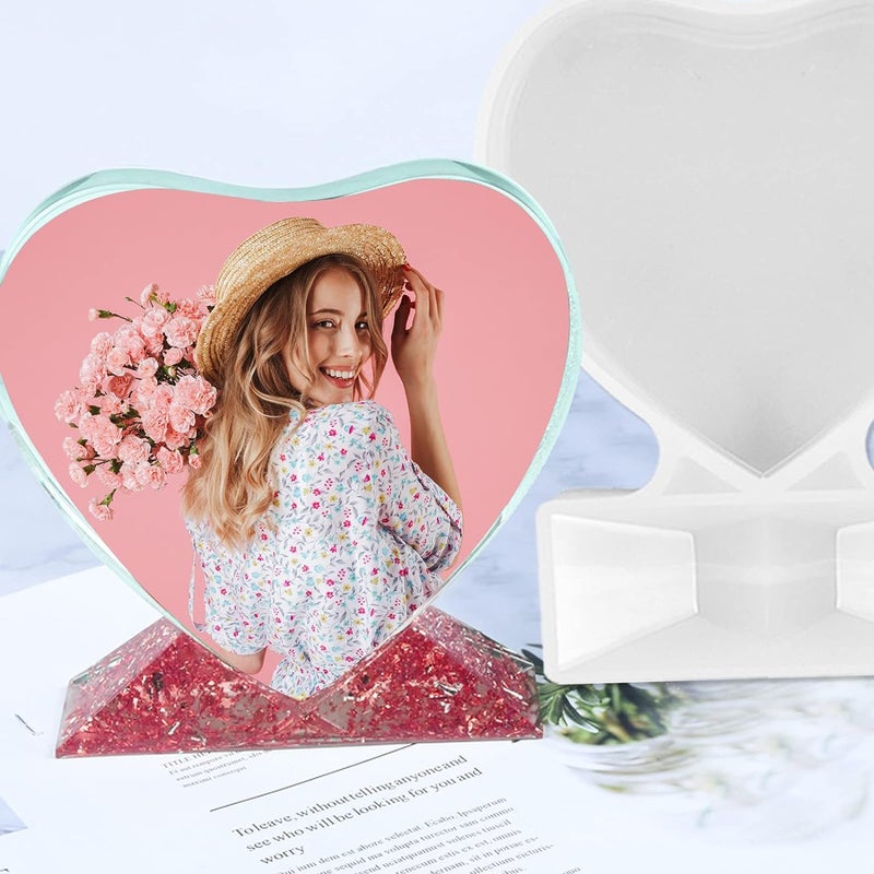 Snoogg قالب إطار الصور من سنوغ 2 قطعة، قالب سيليكون راتنج على شكل مستطيل وقلب لتزيين المنزل، حرف يدوية وهدايا مصنوعة يدويًا - Image 3