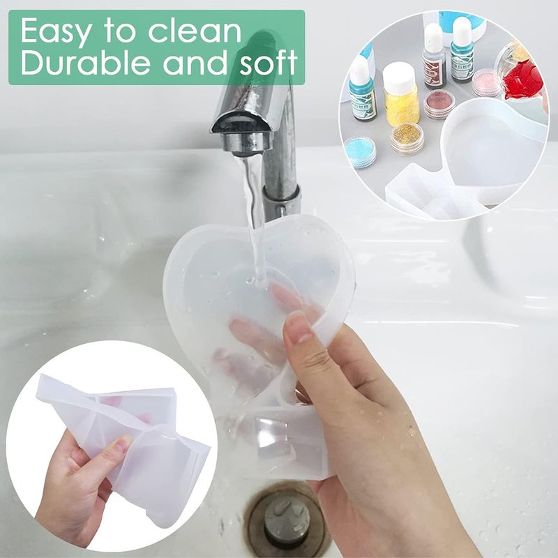 Snoogg قالب إطار الصور من سنوغ 2 قطعة، قالب سيليكون راتنج على شكل مستطيل وقلب لتزيين المنزل، حرف يدوية وهدايا مصنوعة يدويًا - Image 2