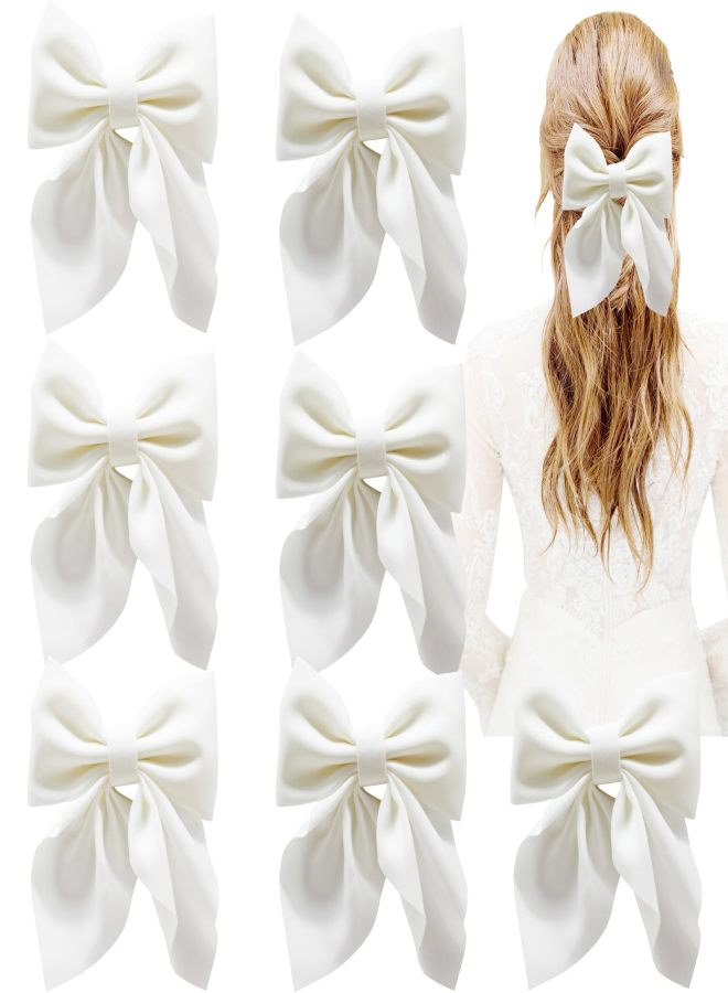 8-Piece white glossy bow hairpin set (duck bill clip) - Image 1