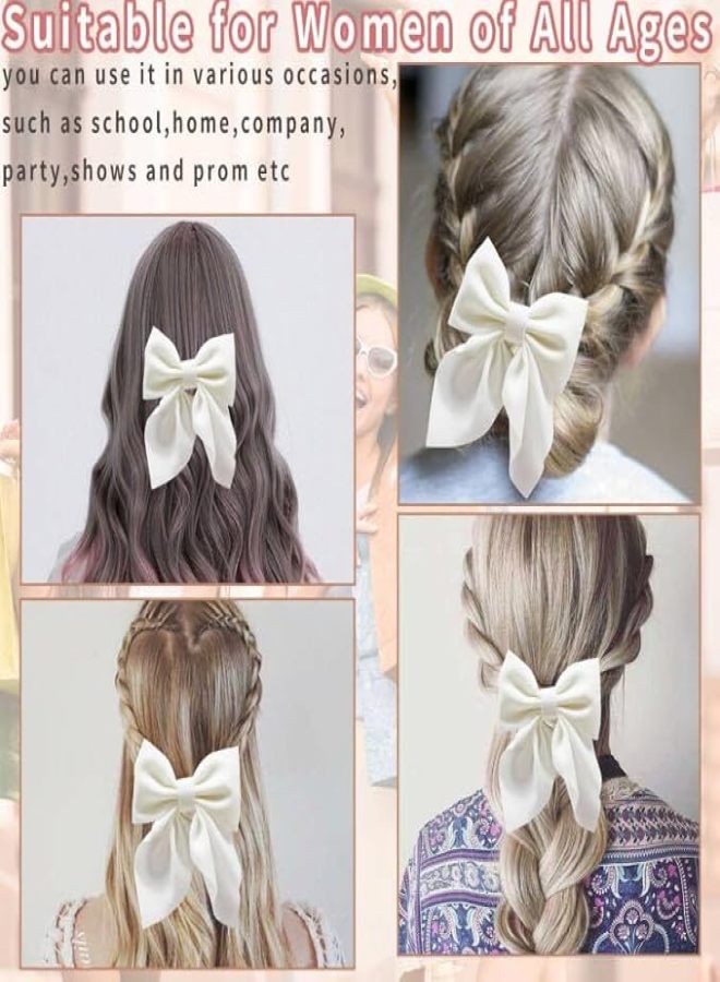 8-Piece white glossy bow hairpin set (duck bill clip) - Image 5