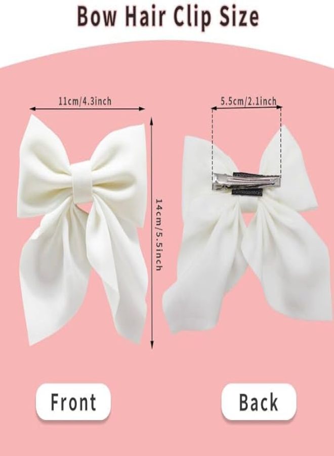 8-Piece white glossy bow hairpin set (duck bill clip) - Image 3