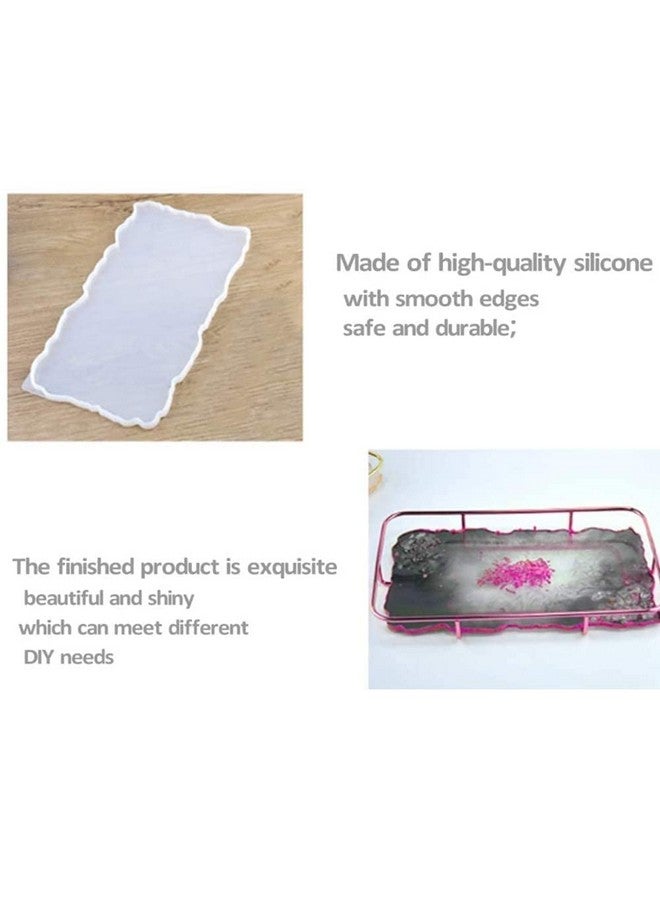 AmigozZ أميغوز (9 × 12 بوصة، صينية مستطيلة) قالب صينية سيليكون ريزين، قالب صينية غير منتظمة كبير، قالب ريزين إبوكسي سهل الإزالة، قوالب سيليكون لصنع صينية أجات مزيفة، لوح تقديم، صينية فواكه، إلخ - Image 3