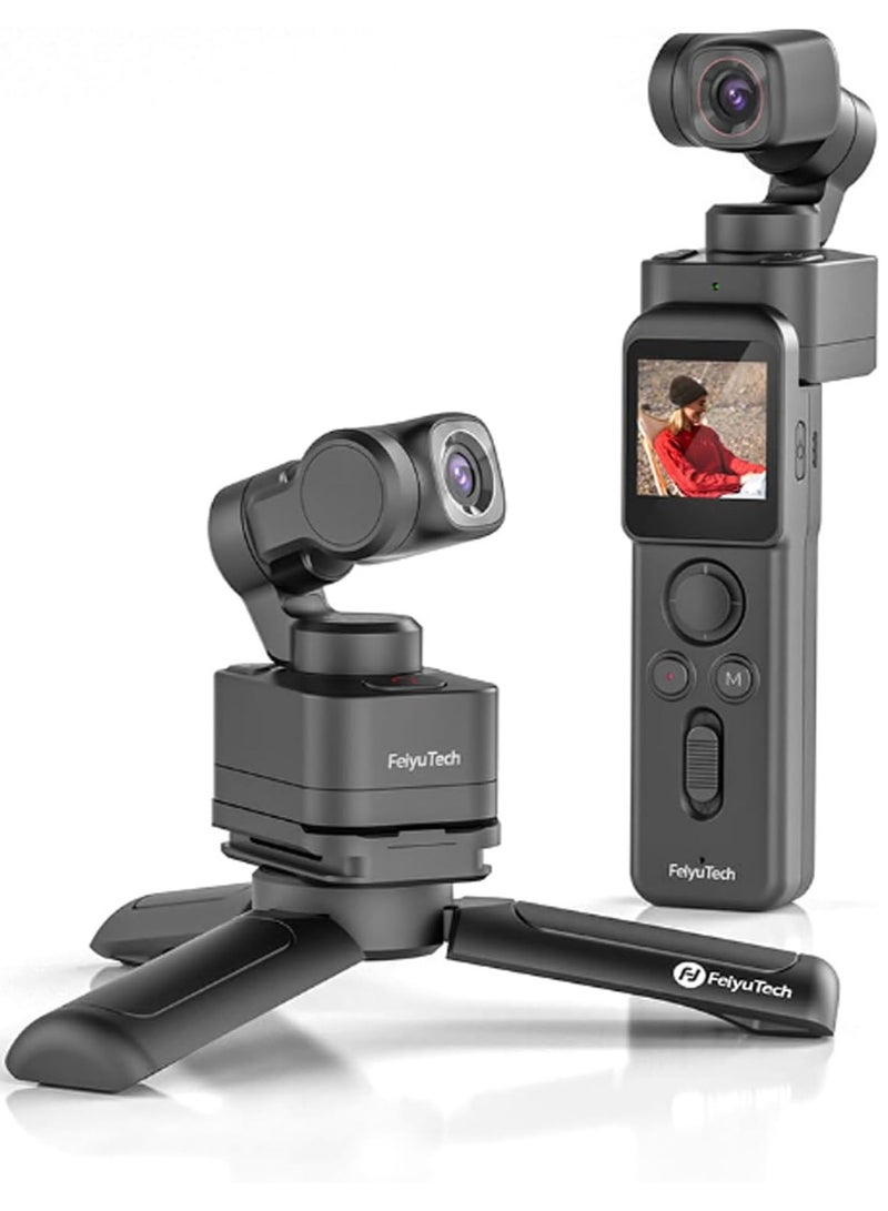 FeiyuTech Feiyu Tech Pocket 3 Action Camera 4K with Remote Control Bundle [Official],3-Axis Anti-Shake Stabilization,12MP Ultra HD,Built-in MIC,130° Wide View,for Vlogging,Diving,Riding  - Image 1