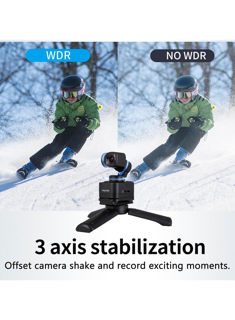 FeiyuTech Feiyu Tech Pocket 3 Action Camera 4K with Remote Control Bundle [Official],3-Axis Anti-Shake Stabilization,12MP Ultra HD,Built-in MIC,130° Wide View,for Vlogging,Diving,Riding  - Image 5