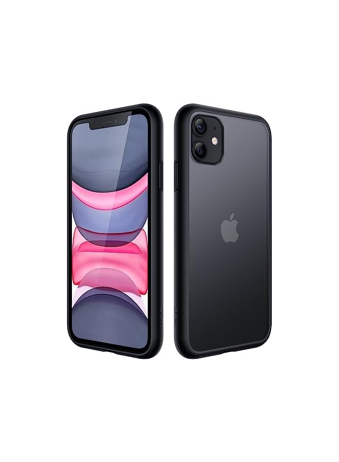 جي تيك حافظة JETech غير لامعة لهاتف iPhone 11 مقاس 6.1 بوصة، حماية من السقوط بدرجة عسكرية مقاومة للصدمات، غطاء هاتف خلفي شفاف بلوري، مضاد لبصمات الأصابع (أسود) - Image 1