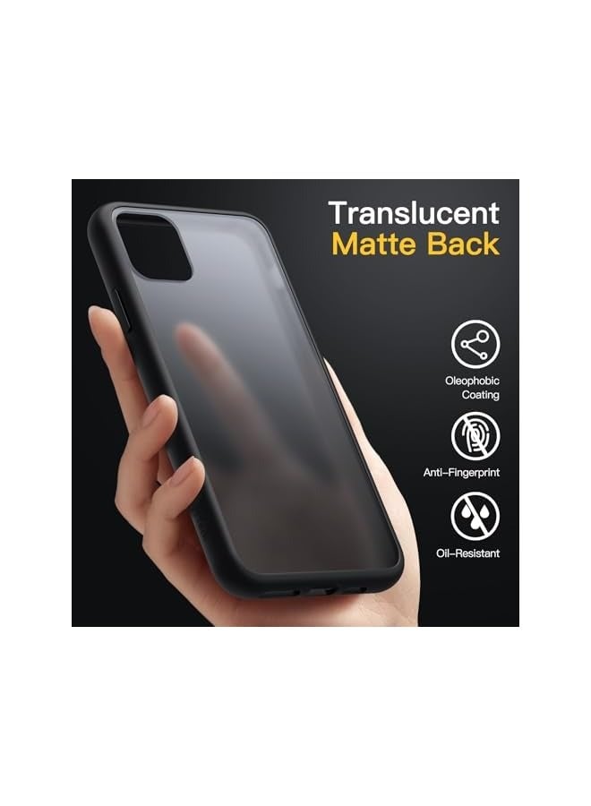 جي تيك حافظة JETech غير لامعة لهاتف iPhone 11 مقاس 6.1 بوصة، حماية من السقوط بدرجة عسكرية مقاومة للصدمات، غطاء هاتف خلفي شفاف بلوري، مضاد لبصمات الأصابع (أسود) - Image 4