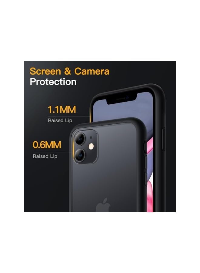 جي تيك حافظة JETech غير لامعة لهاتف iPhone 11 مقاس 6.1 بوصة، حماية من السقوط بدرجة عسكرية مقاومة للصدمات، غطاء هاتف خلفي شفاف بلوري، مضاد لبصمات الأصابع (أسود) - Image 5