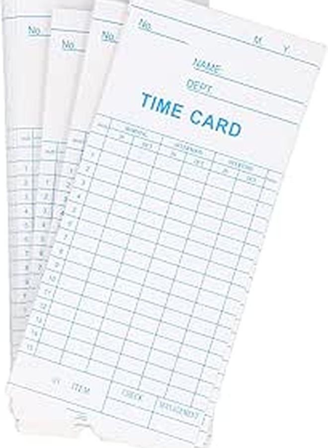 100 Pcs Dual Sided Employee Time Cards 7.09 x 3.27 Inches for Attendance Machine Office Factory Tracking System - Image 1