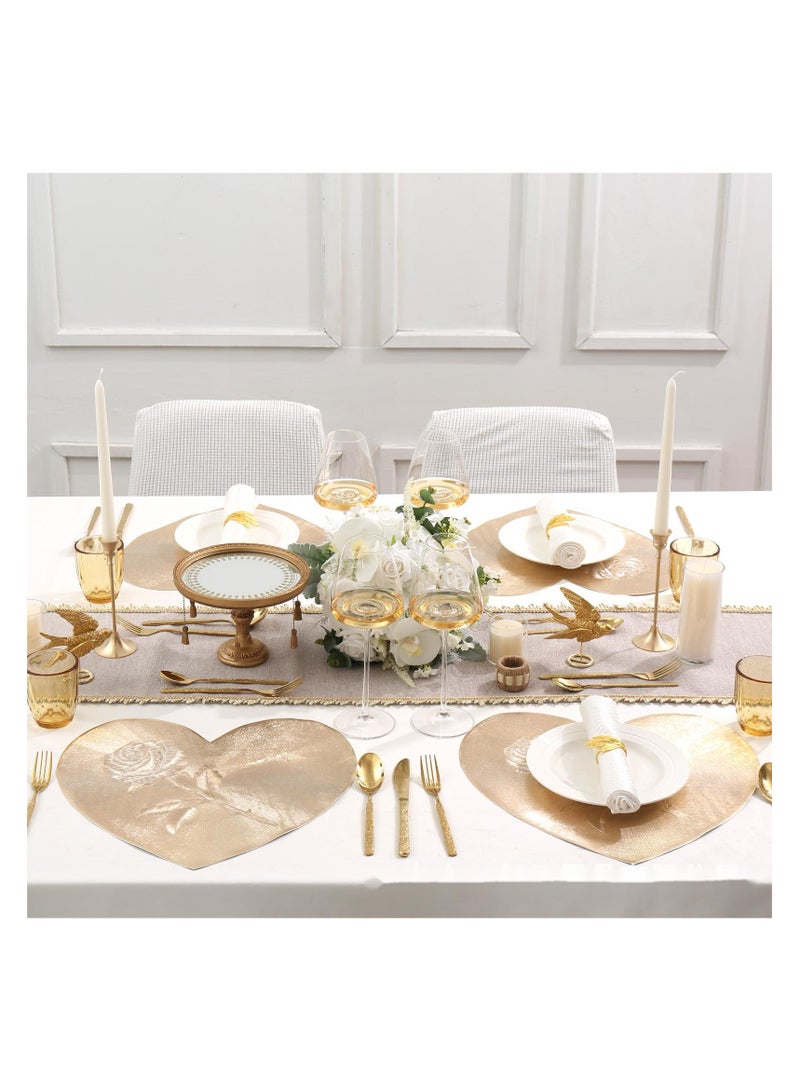 Beauenty The heart-shaped rose placemat is heat-proof, water-proof and oil-proof - Image 1