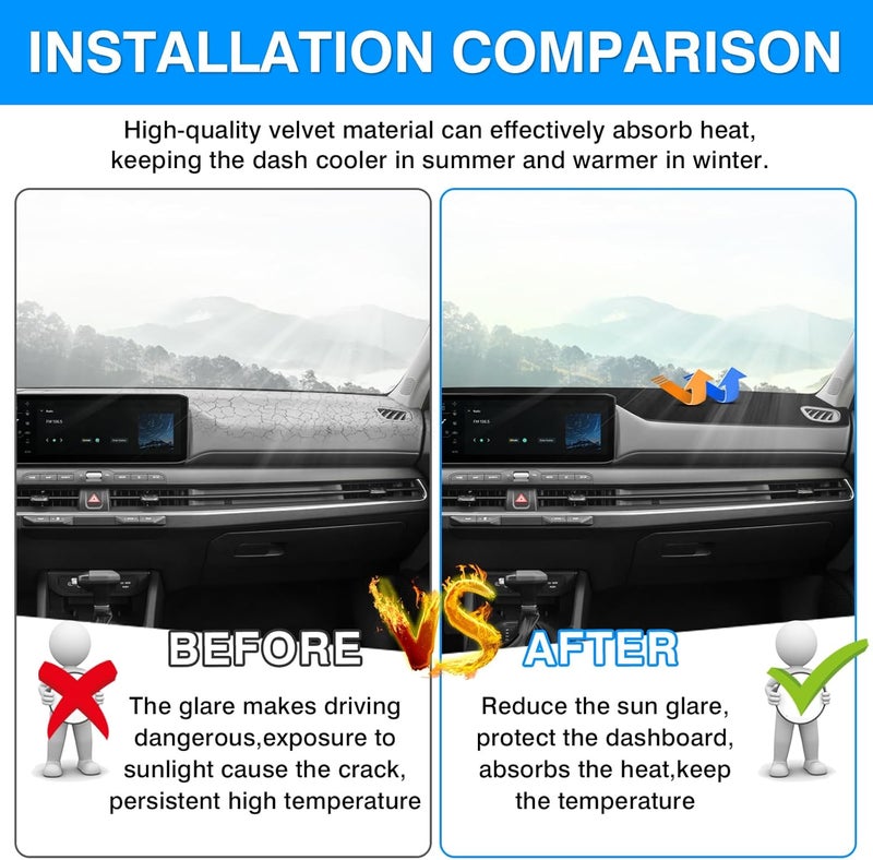 Autorder Dashboard Cover Mat for Kia K4 2025 2026 Accessories Dash Cover Upgrade Velvet Dash Mat Sunshade Glare UV Rays Protector - Image 3
